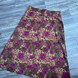 Chadwicks Floral Midi Skirt - Purple and Brown